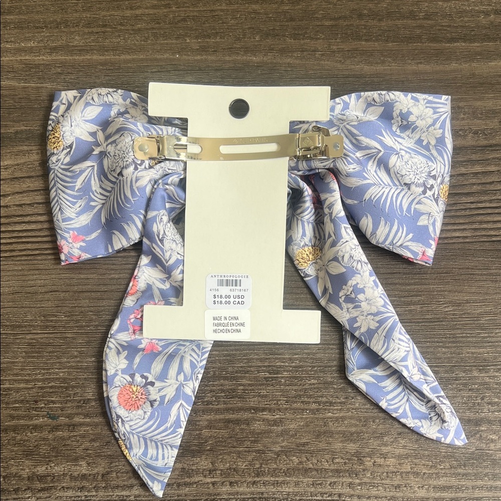 Anthropologie Botanical Bow Hair Clip - Blue and Pink - Picture 2 of 2